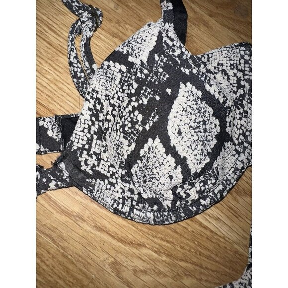 Andie Bikini Top Snake Print Black/Cream Sicily Top String Bikini NWTS 1D - Picture 8 of 13
